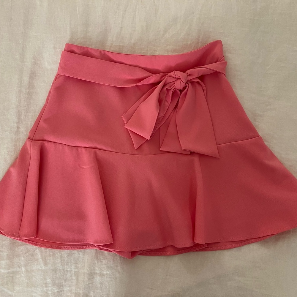 Zara Pink Ruffle Skirt with Bow Detail